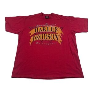 Vintage 90's Harley Davidson Motorcycles American Legend Red T Shirt XL Cotton